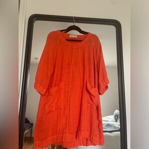 Haris Cotton Orange Shift Dress / Made in Greece - NWOT